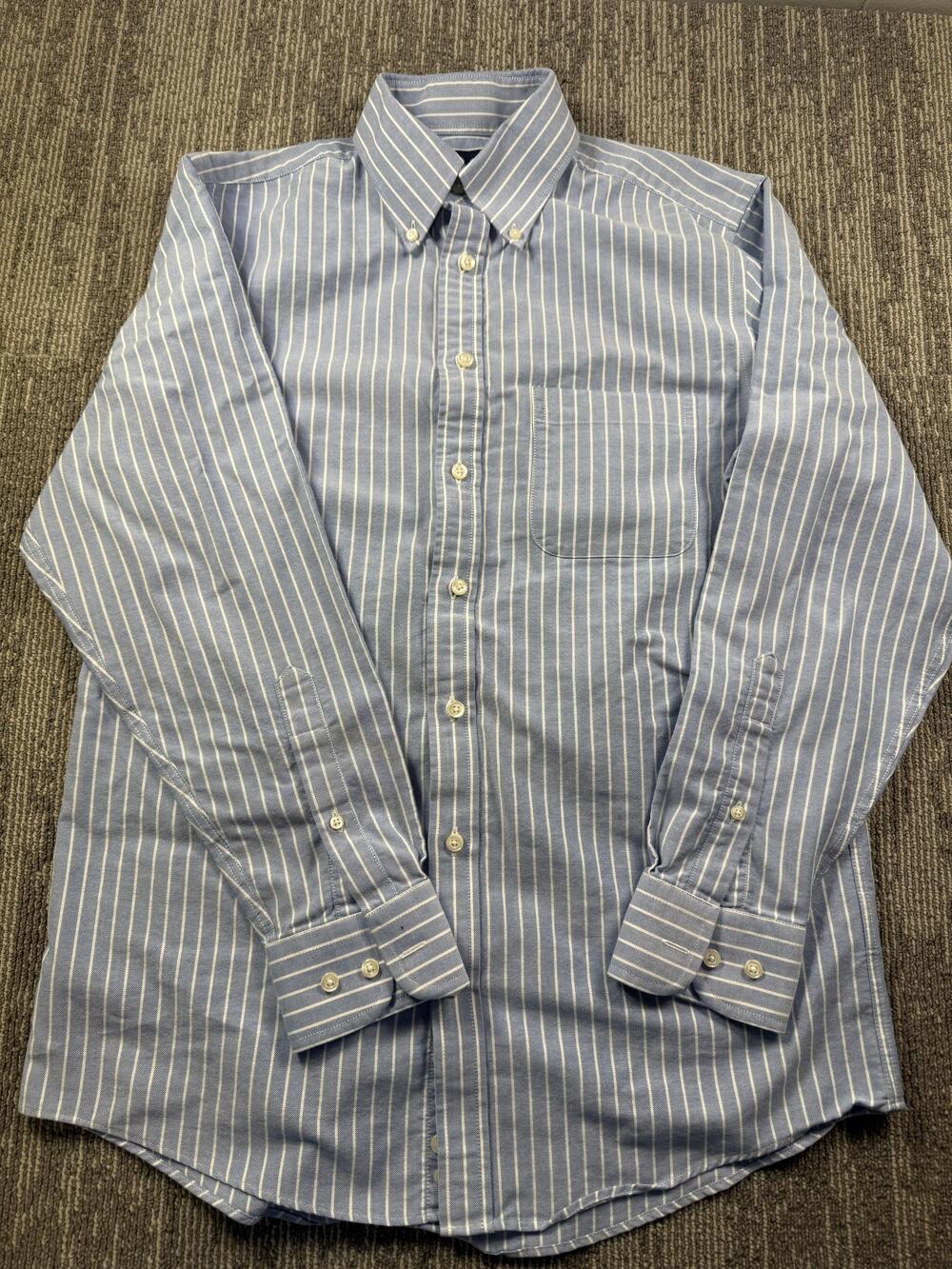 Stafford Dress Shirt Mens 15 32/33 Blue Stripe Regular Fit Wrinkle Free LS